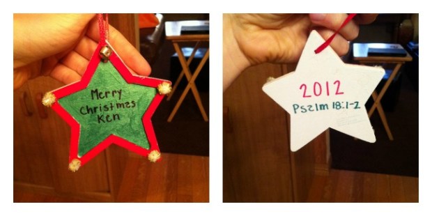 Each family member was shipped an ornament with their name on it and a special scripture. Everyone got different scriptures, too!