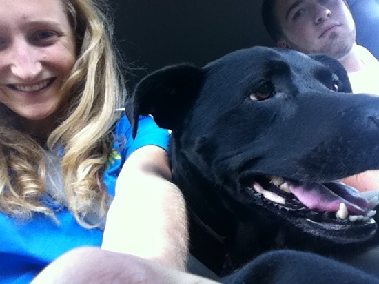 Another picture with Lola! She tries to sit in the front of my truck when Jimmy drives us to the park.