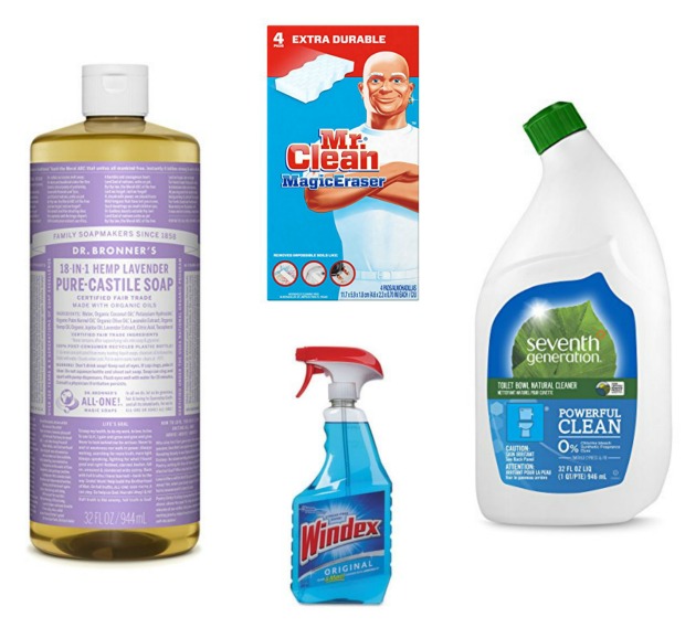 bathroom cleaning supplies dr. bronners magic eraser windex seventh generation natural toilet bowl cleaner