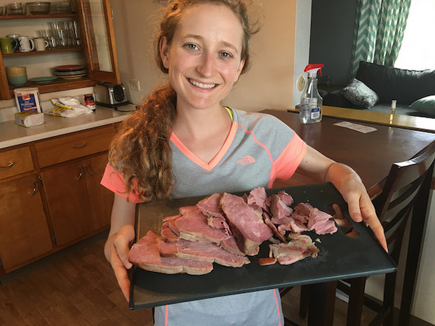 Cooked and sliced ham