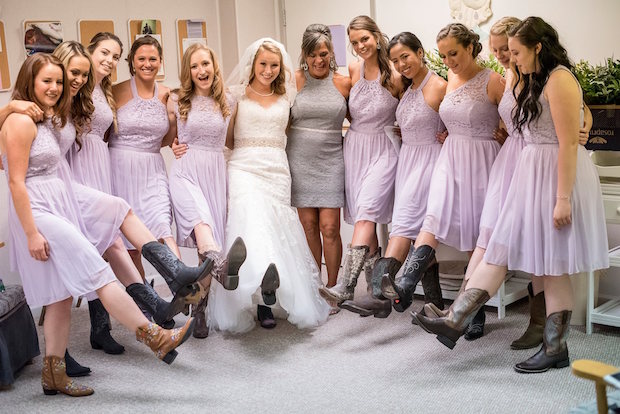 Bridesmaids dresses and boots