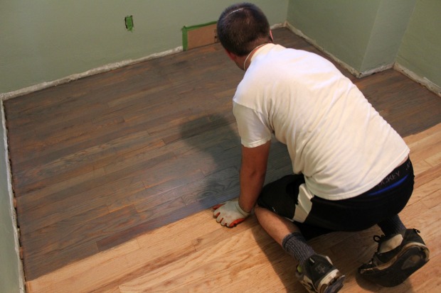 Staining hardwood floor