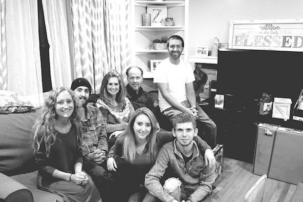 Black and white family picture