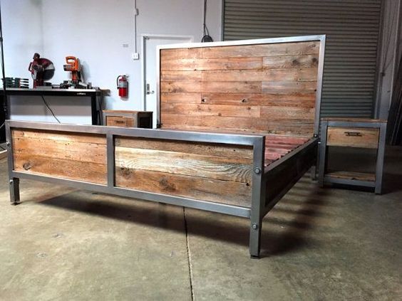 Wood and steel bed