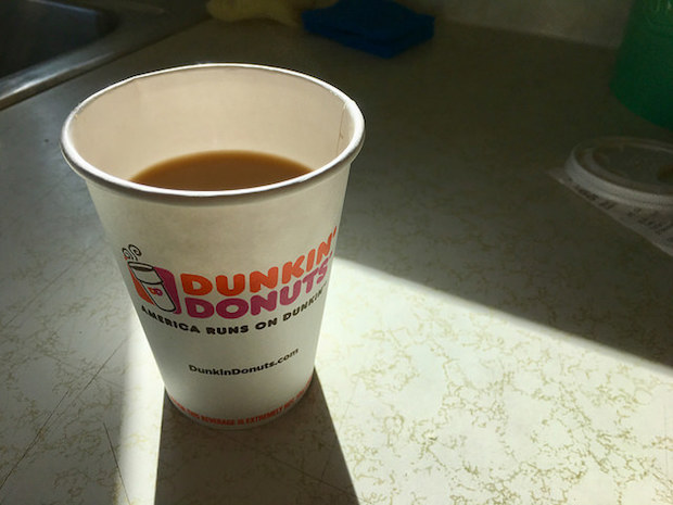 Small Dunkin' Donuts coffee with cream