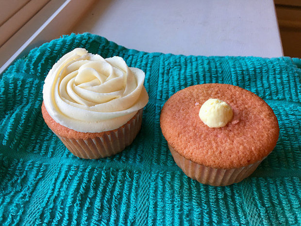 Strawberry cupcake with vanilla filling and buttercream for wedding