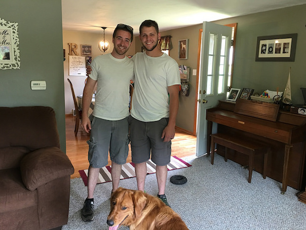 Guys in matching outfit