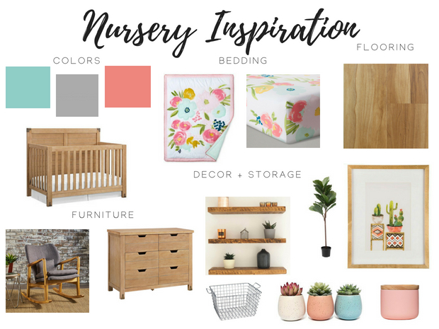 Baby girl nursery inspiration coral blue aqua and gray