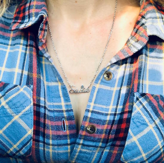 Sadie name necklace in silver