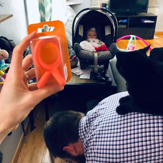 Comotomo teething toy teether in orange