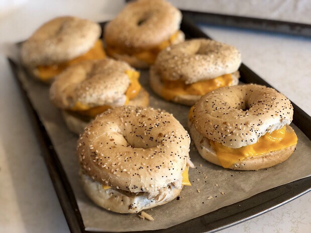 Everything bagel freezer lunch sandwiches