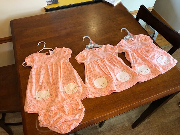 Carters baby girl cat dresses with bloomers matching 