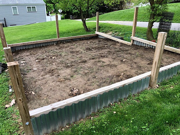 Garden 2019 Vegetable garden plot with wood and steel base ready to be tilled
