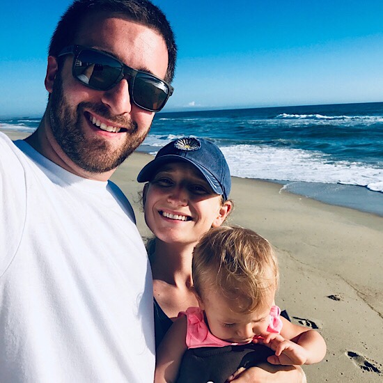 Family on the beach with baby