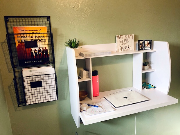 Wall mounted desk and filing