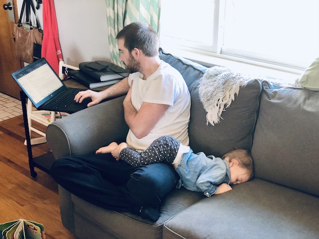 Toddler napping in weird position