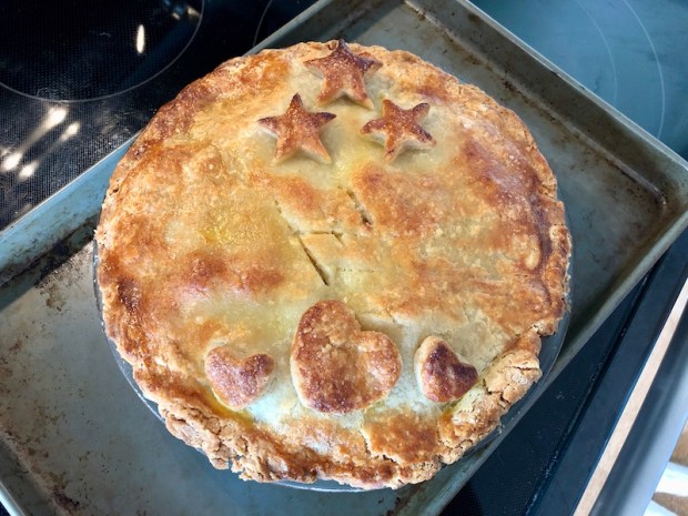 Apple pie with stars and hearts