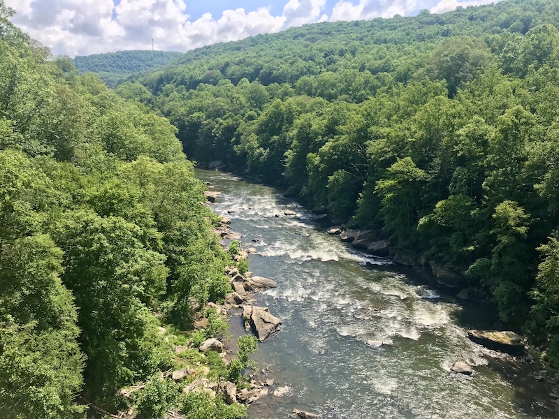 Ohiopyle view from hiking to bridge