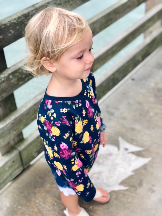 Toddler on Jeanette's Pier in Nags Head