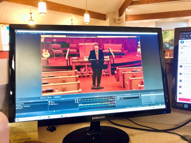 Man preaching at church