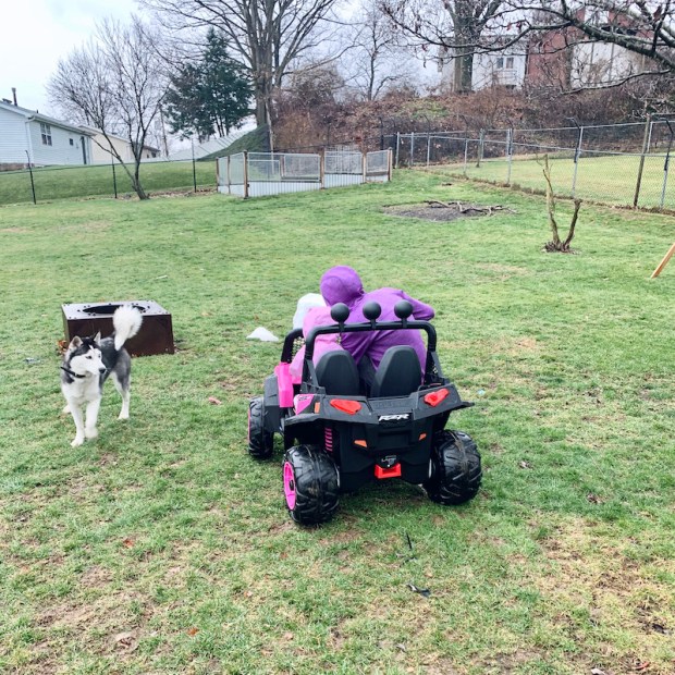 Mom and daughter in Power Wheel