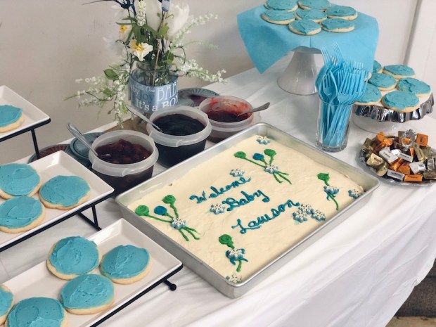 Baby shower cheesecake for boy