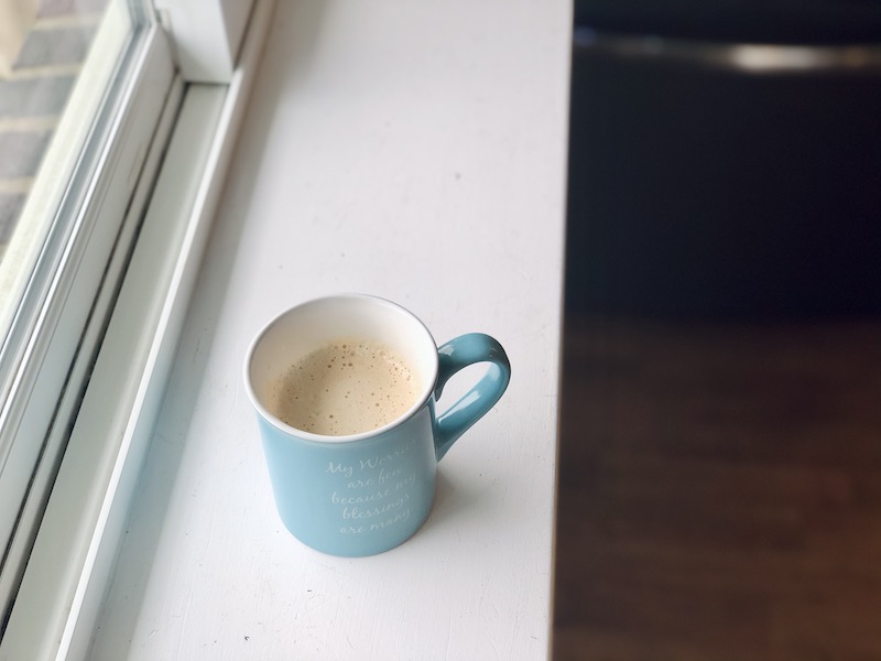 Nespresso coffee in blue coffee mug