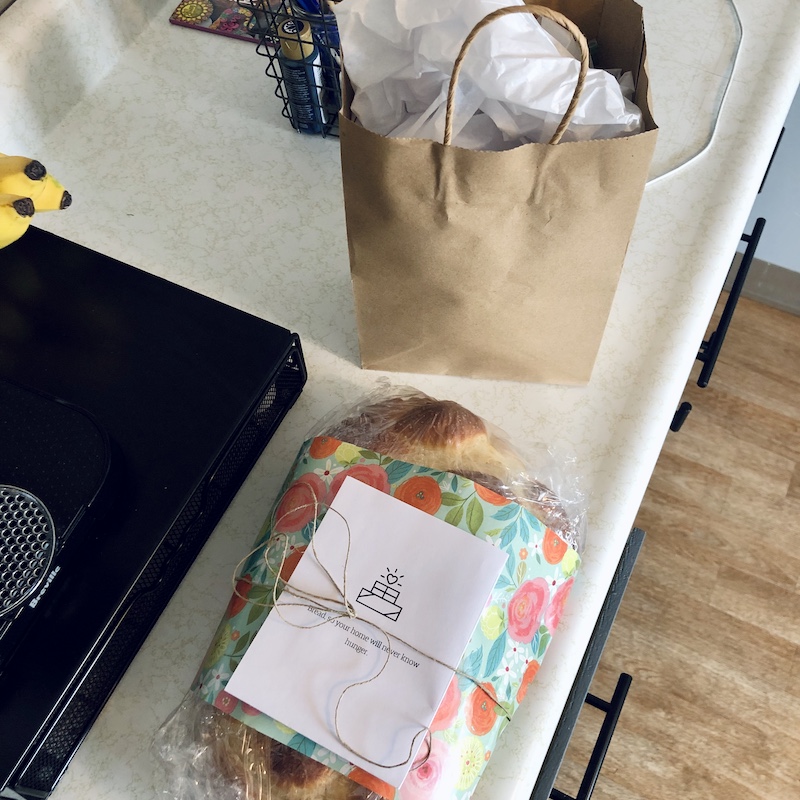 Challah bread wrapped as a gift