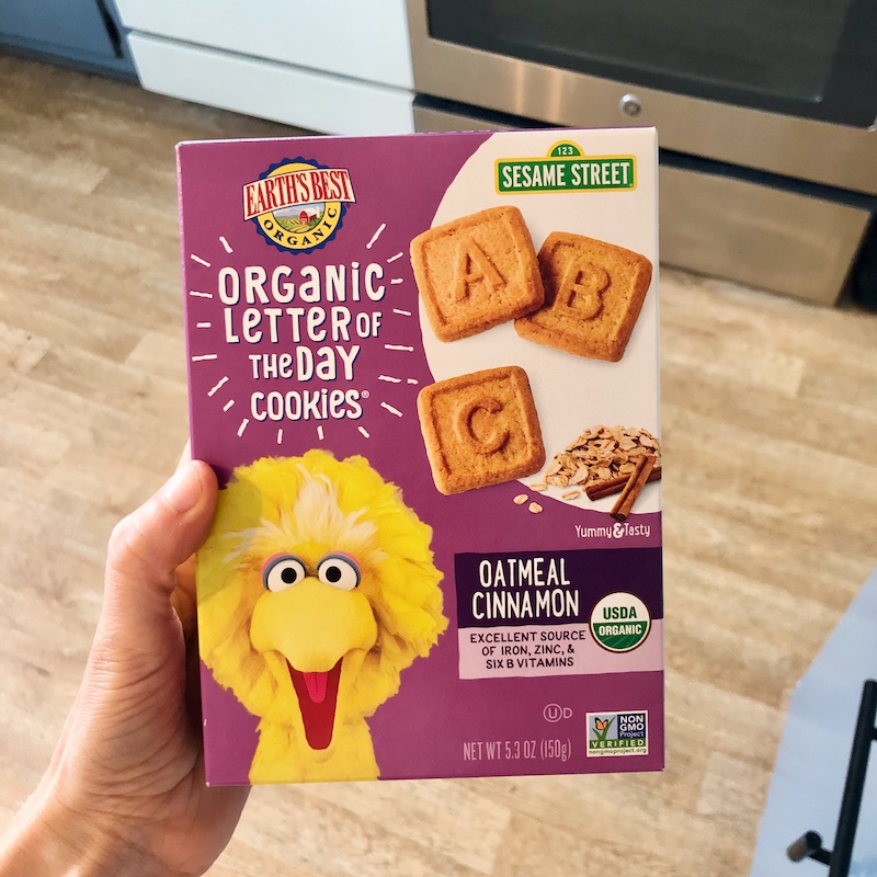 Earth's Best Organic letter of the day cookies oatmeal cinnamon flavor