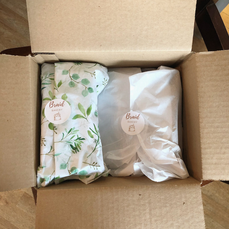 Etsy shop Braid Bakery granola order in box