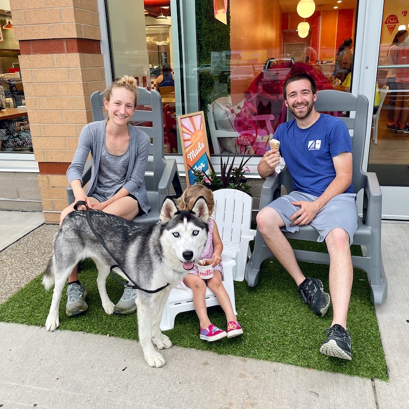 Family with dog at Millie's ice cream in Bridgeville