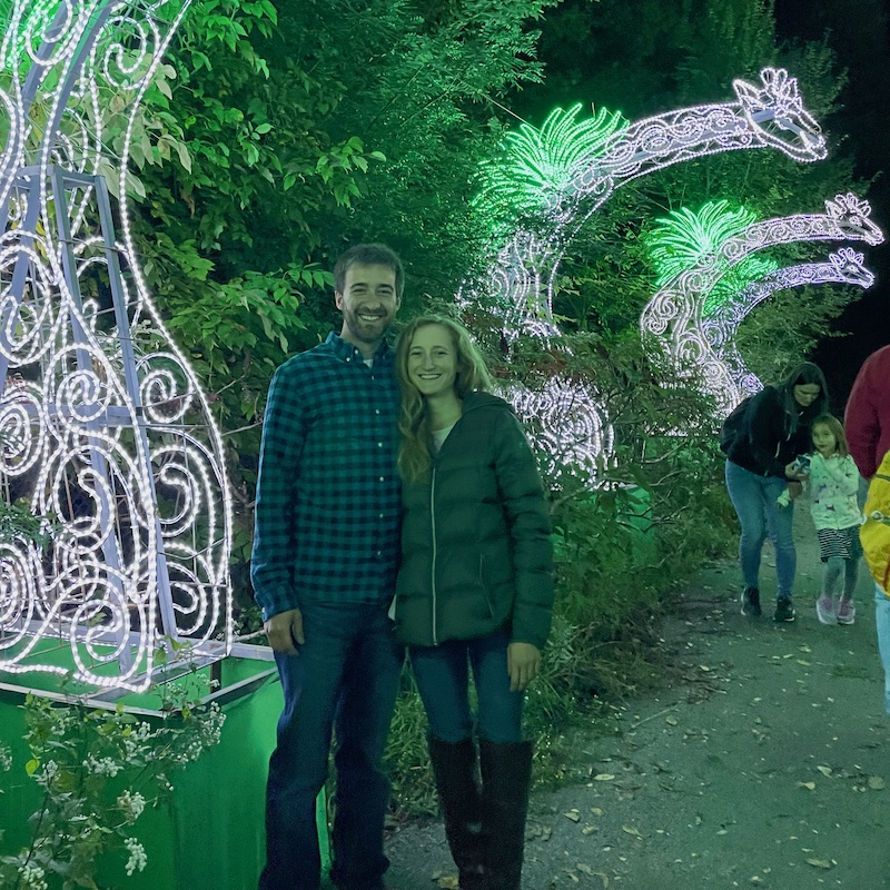 Husband and wife at Pittsburgh Zoo Asian Lantern Festival