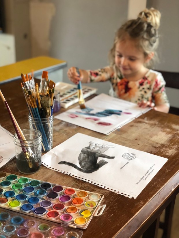 Watercoloring with toddler