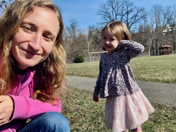 Mom and daughter at park