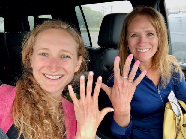 Mom and daughter with manicures