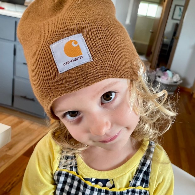 Toddler wearing Carhartt hat