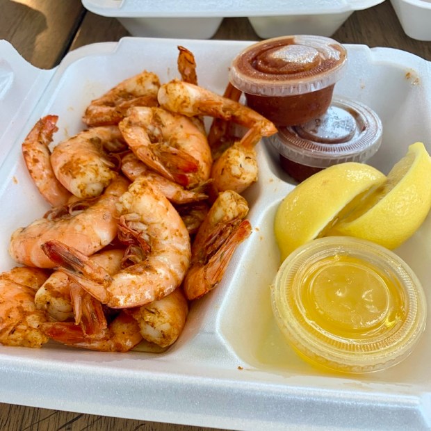 Steamed shrimp from Awful Arthur's Oyster Bar in Kill Devil Hills, NC