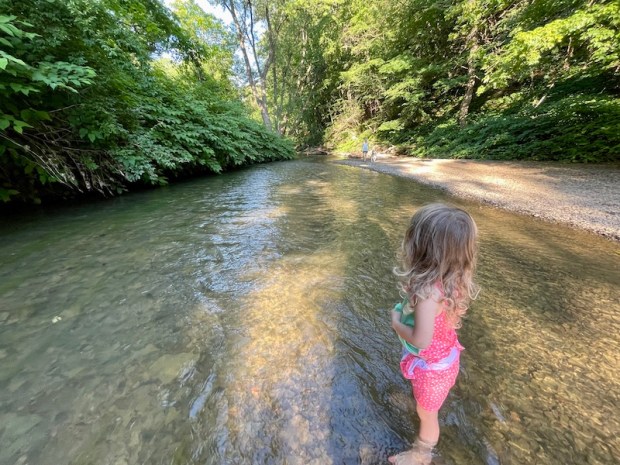 Girl standing in creek