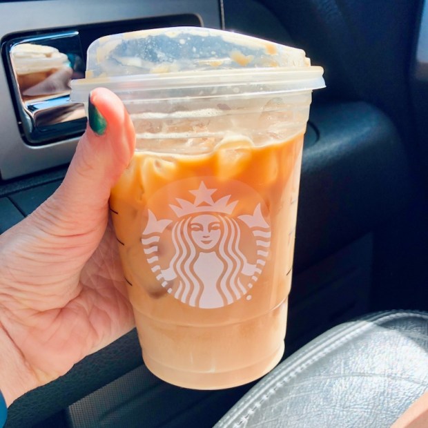 Iced toasted vanilla shaken oatmilk espresso from Starbucks