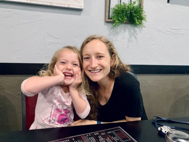 Mom and daughter picture in diner