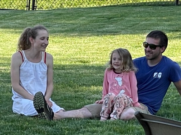 Family watching fireworks