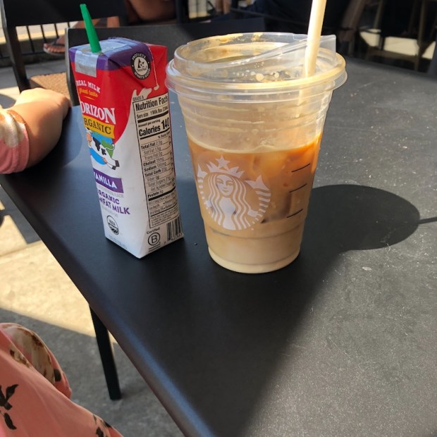 Coffee and milk at Starbucks