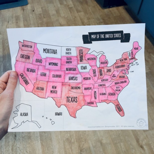 Etsy shop map for how many states I have shipped to