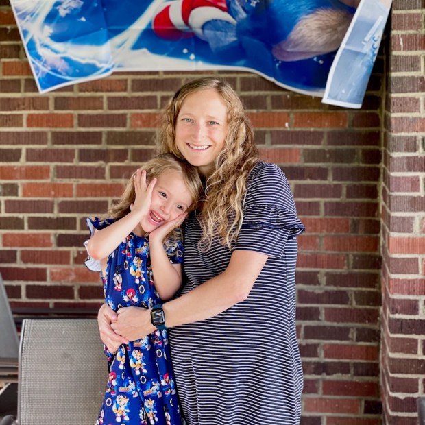Mom and daughter at Sonic the Hedgehog birthday party