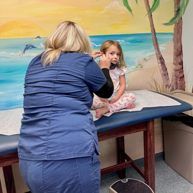 Four year old getting hearing test
