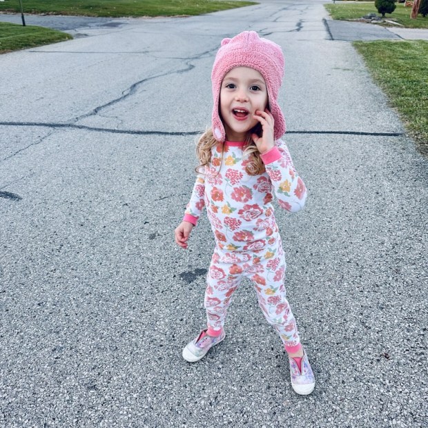 Girl wearing Burt's Bees pajamas