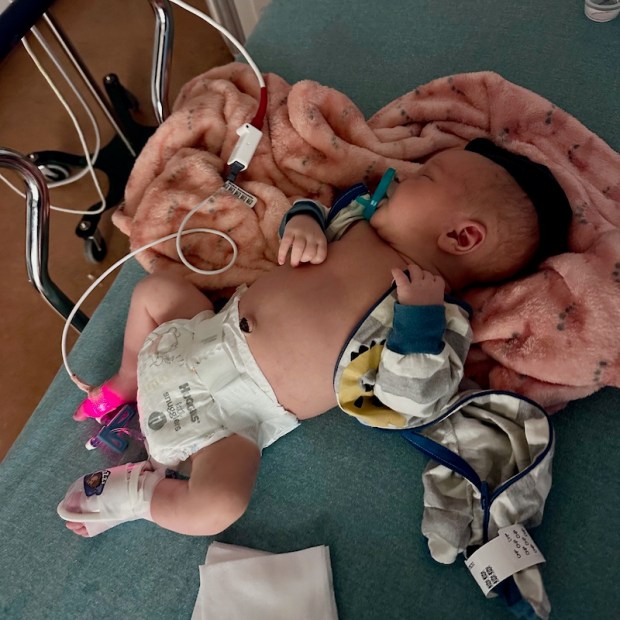 Newborn baby in emergency room