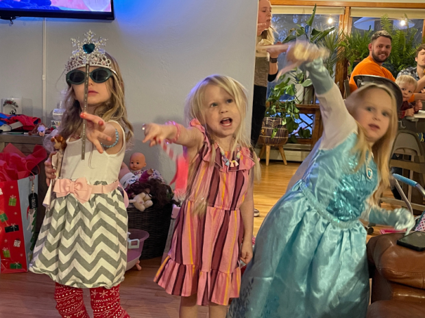 Girls playing dress up