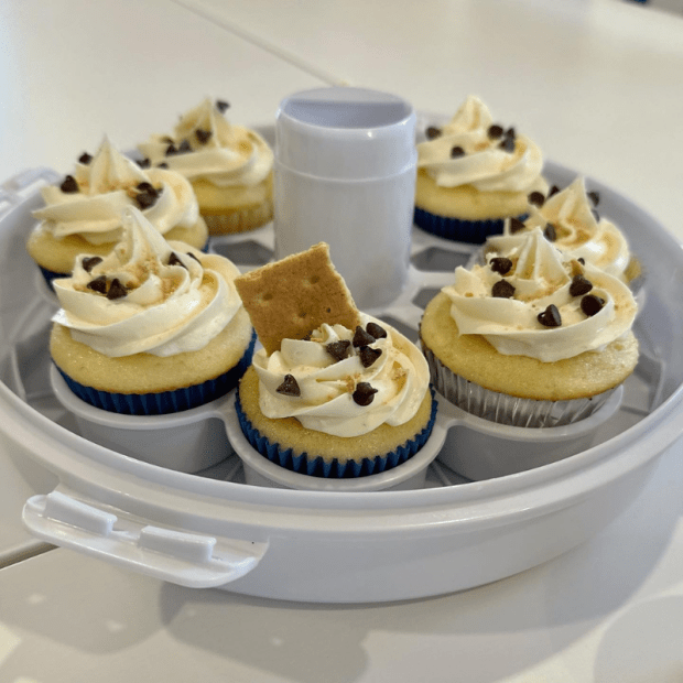 Smores cupcakes with graham crackers and mini chocolate chips