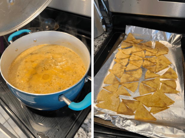 Chicken tortilla soup and homemade corn tortilla chips